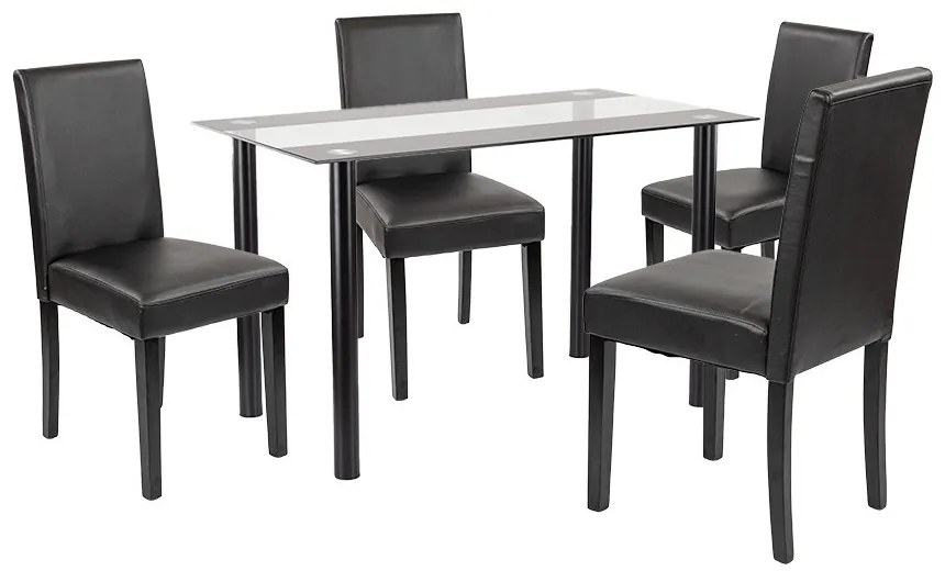 Set de masă Karin 4+1 negru-negru