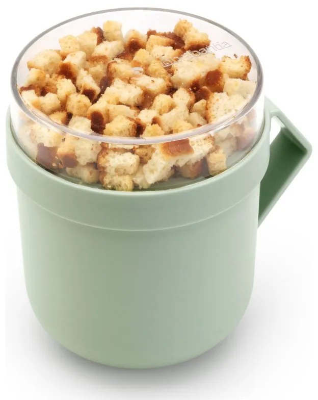 Ceasca pentru supa cu capac Brabantia Make&Take 1006294, 600+180 ml, Capac cu infiletare, Fara BPA, Verde