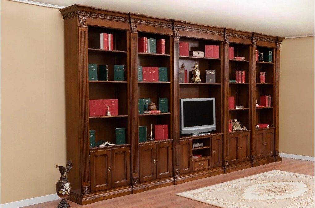 Bibliotecă lemn masiv Augustine, 447 × 41 × 238 cm