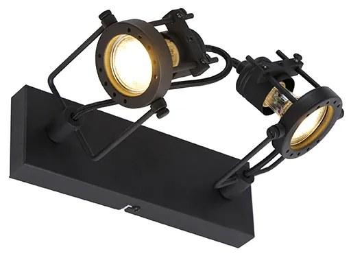 Spotlight industrial negru cu 2 lumini - Suplux