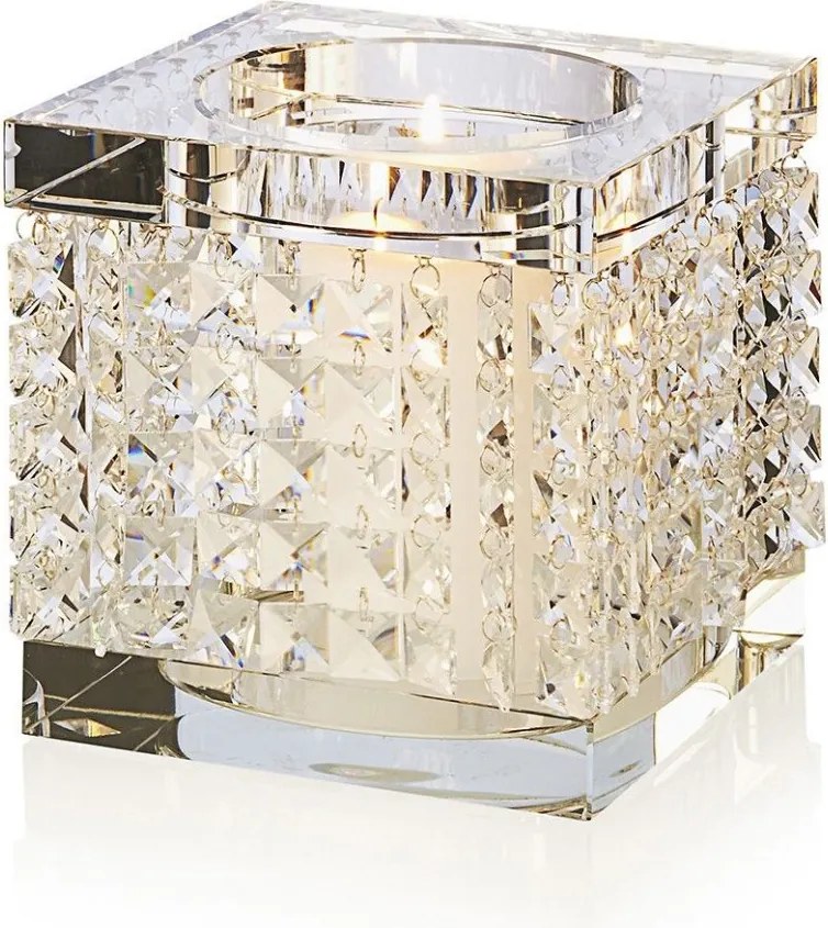 Suport pentru lumanare design LUX, realizat manual din sticla, NEFERTARI SQUARE 20x20cm