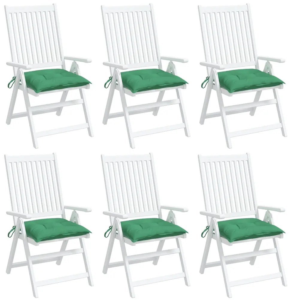 Perne de scaun, 6 buc., verde, 40 x 40 x 7 cm, textil 6, Verde, 40 x 40 x 7 cm