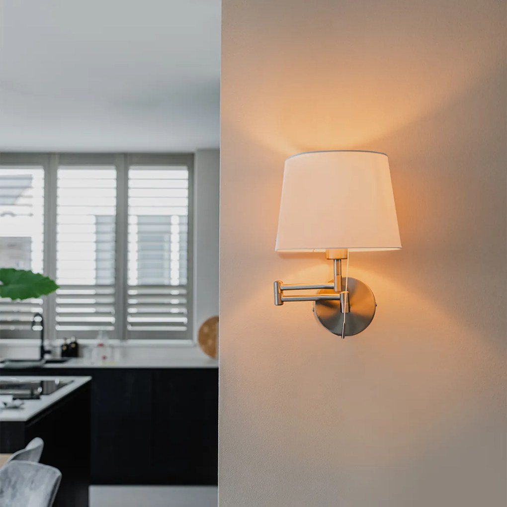 Aplică de perete din oțel cu abajur alb și braț reglabil - Ladas Deluxe