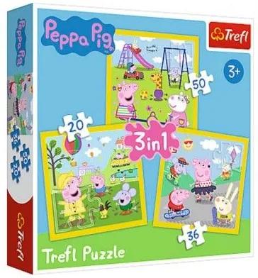 Puzzle 3 în 1 Peppa Pig Ziua porcușorului fericita