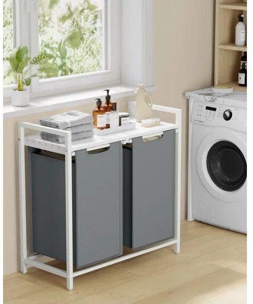 Coș de rufe REX alb/gri