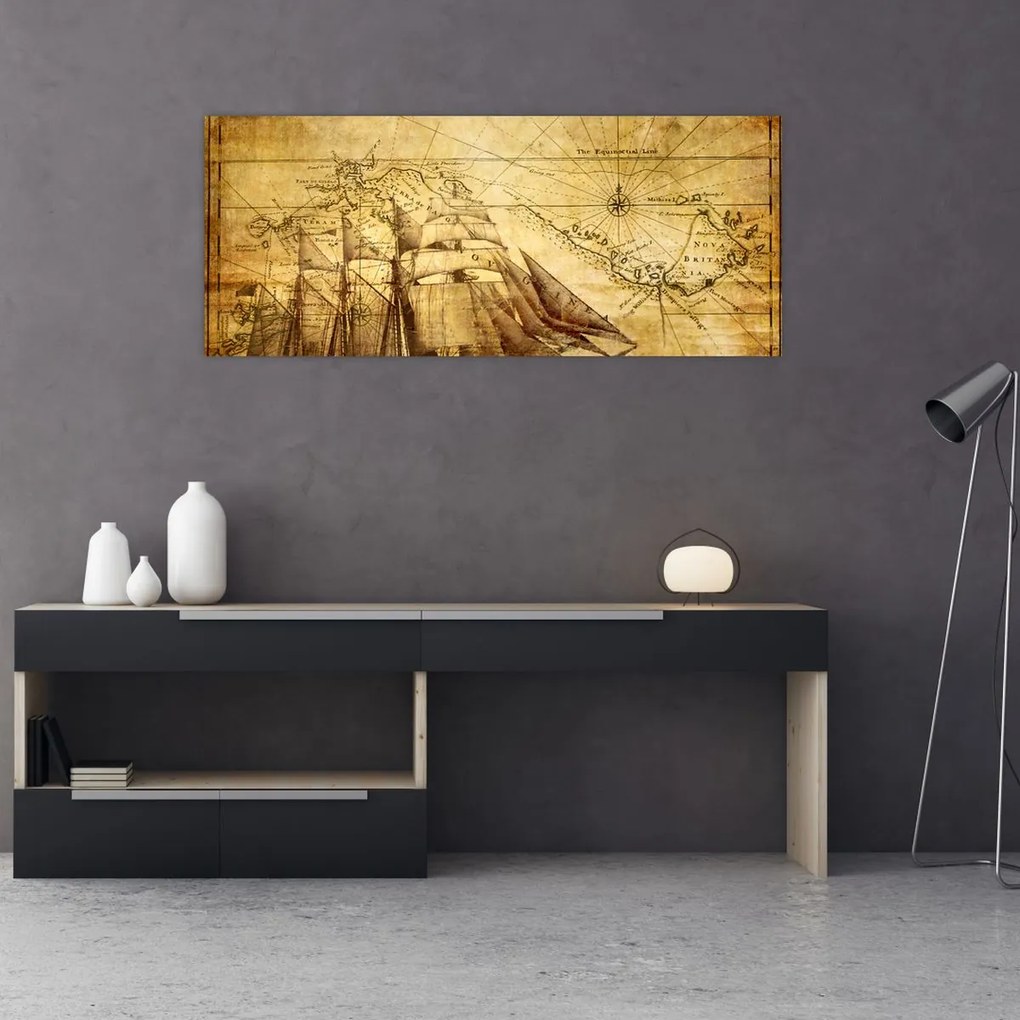 Tablou - Harta veche (120x50 cm)
