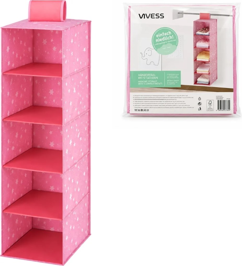 Organizator suspendat de dulap STELLA 95 cm, roz