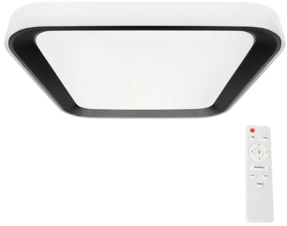 Plafonier LED QUADRO 66W 230V 3000-6000K alb-negru cu telecomandă