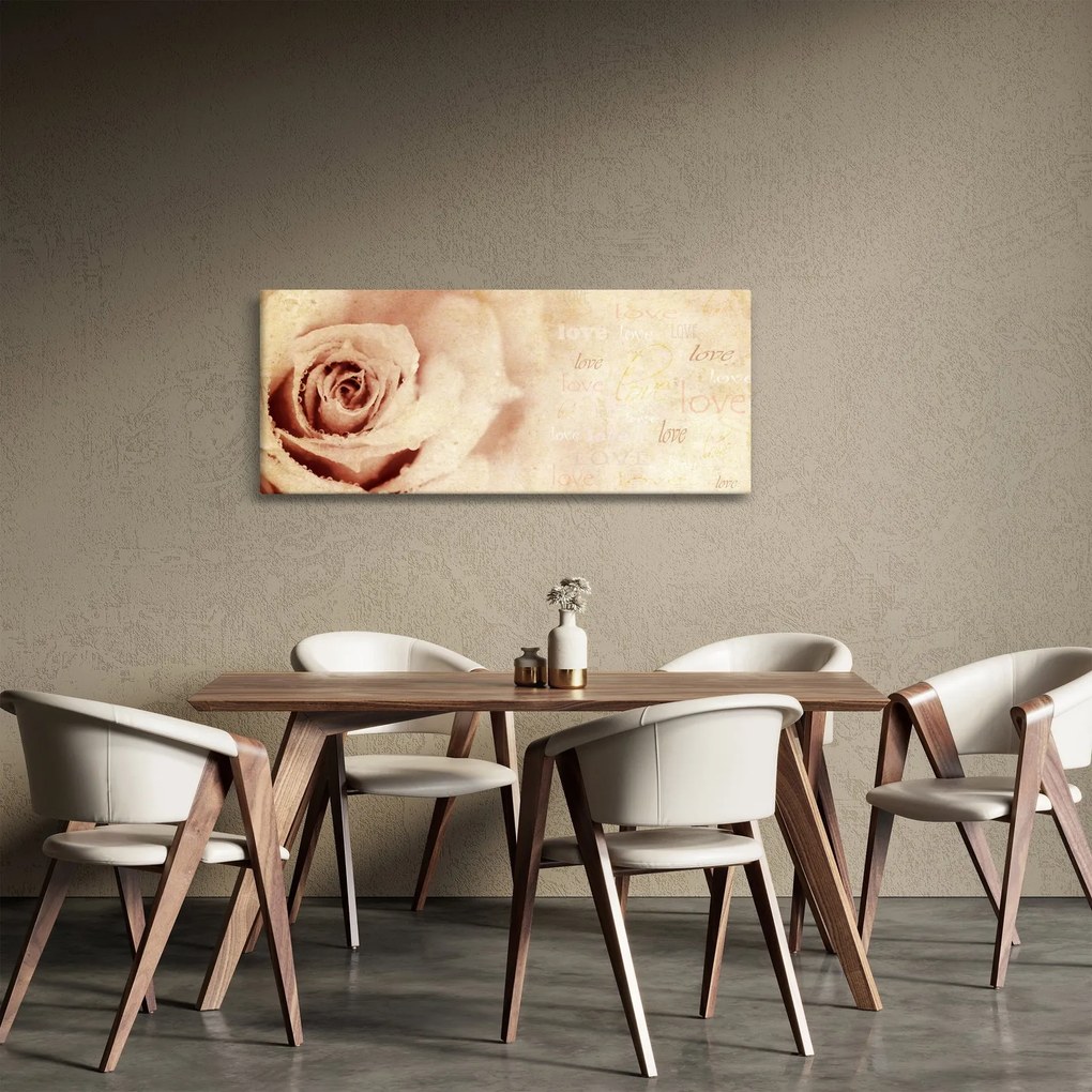 Tablou - floare de trandafir pentru îndrăgostiți (120x50 cm)