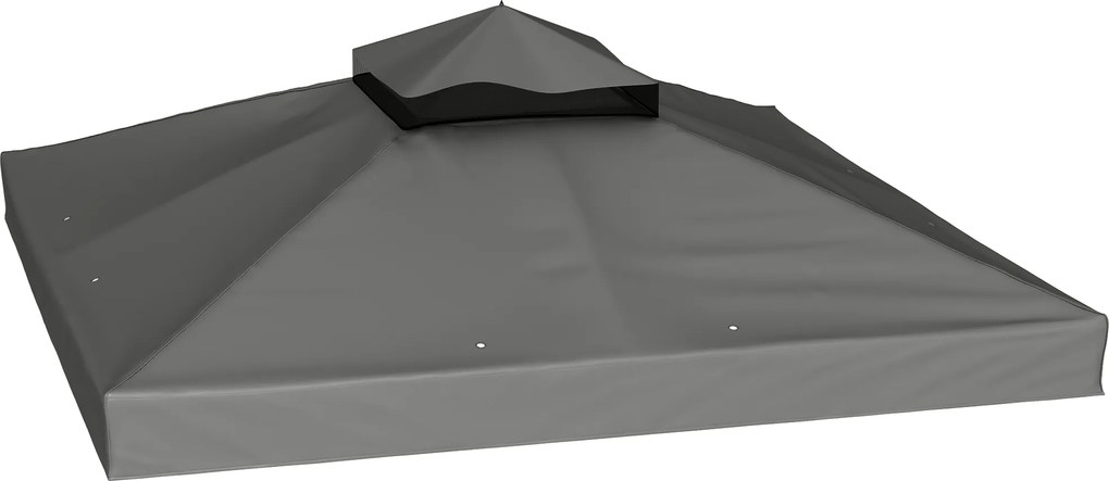 Outsunny Husă de schimb pentru pavilion 3 x 3 m, prelată de schimb pentru pavilion cu orificii de scurgere a apei, UPF30+, protecție solară, gri închis | Aosom Romania