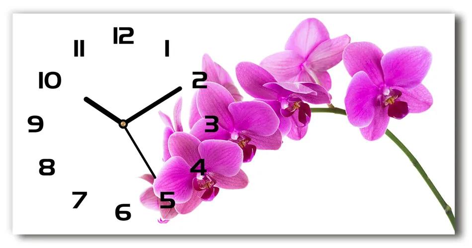 Ceas de perete modern din sticla orhidee roz