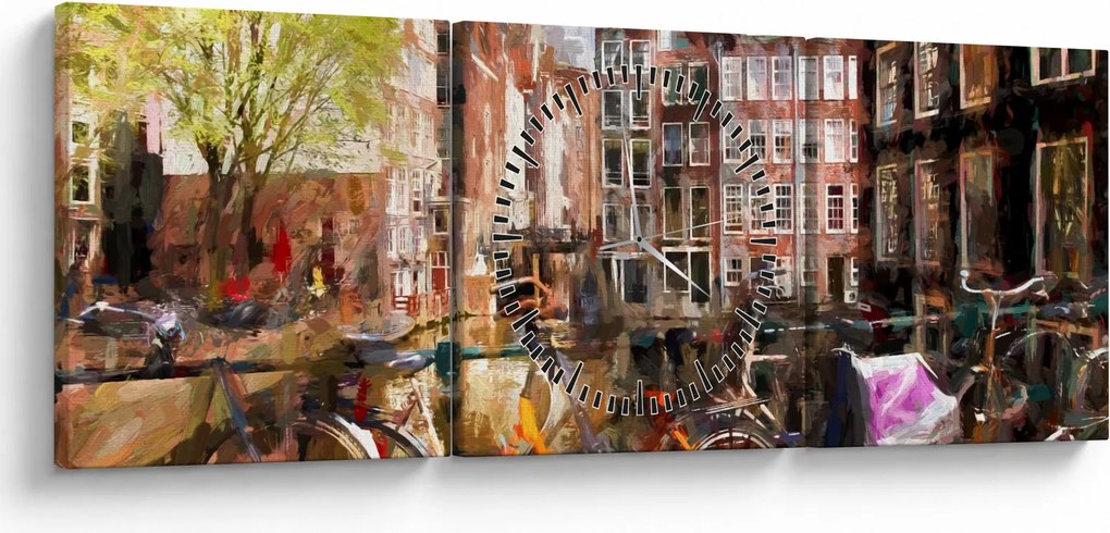 Tablou - Amsterdam (cu ceas) (90x30 cm)