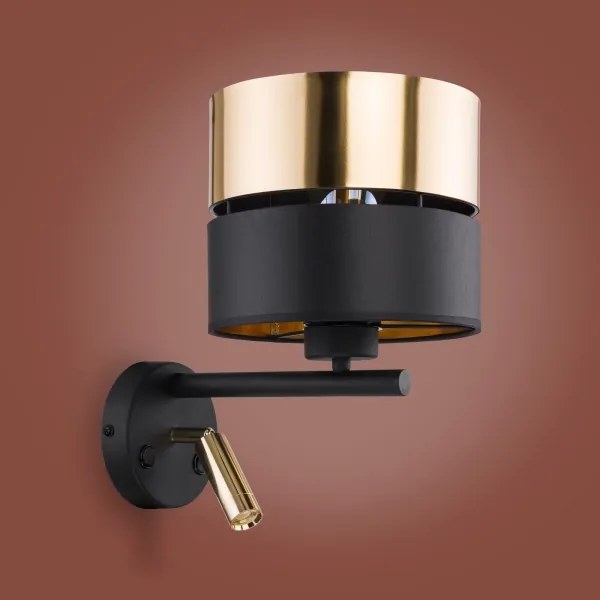 Lampă LED de perete HILTON 1xE27/15W/230V + LED/3W/230V alamă/negru