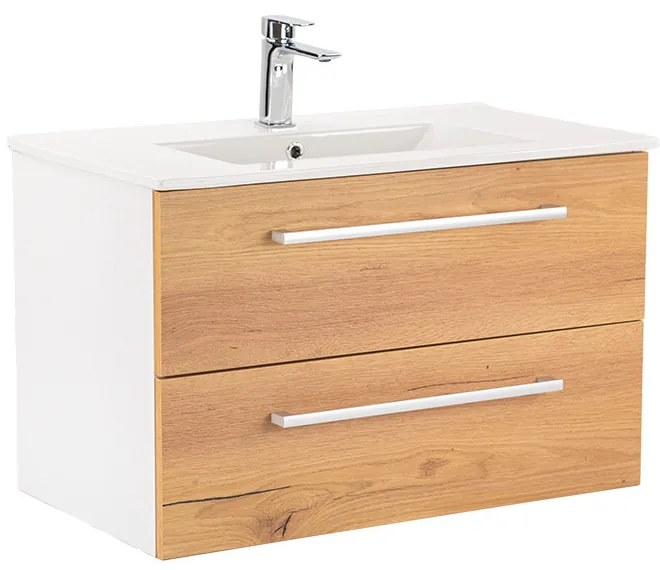 Dulap inferior Vario Clam 80 cu lavoar, stejar alb