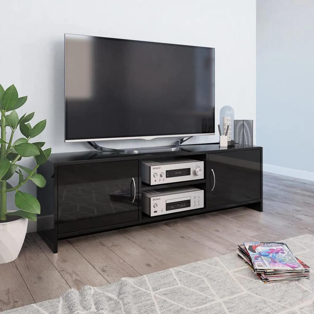 800286 vidaXL Comodă TV, negru extralucios, 120 x 30 x 37,5 cm, PAL