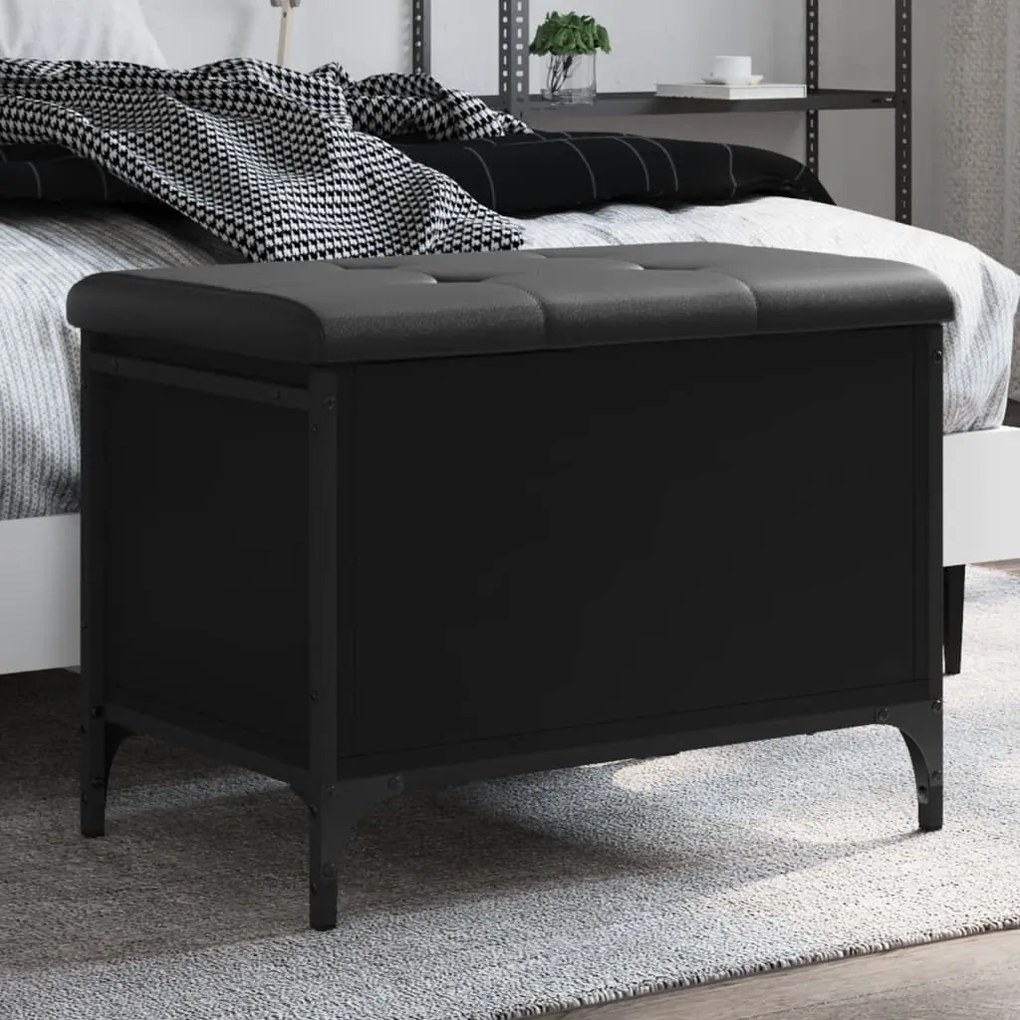 vidaXL Bancă de depozitare, negru, 62x42x45 cm, lemn prelucrat