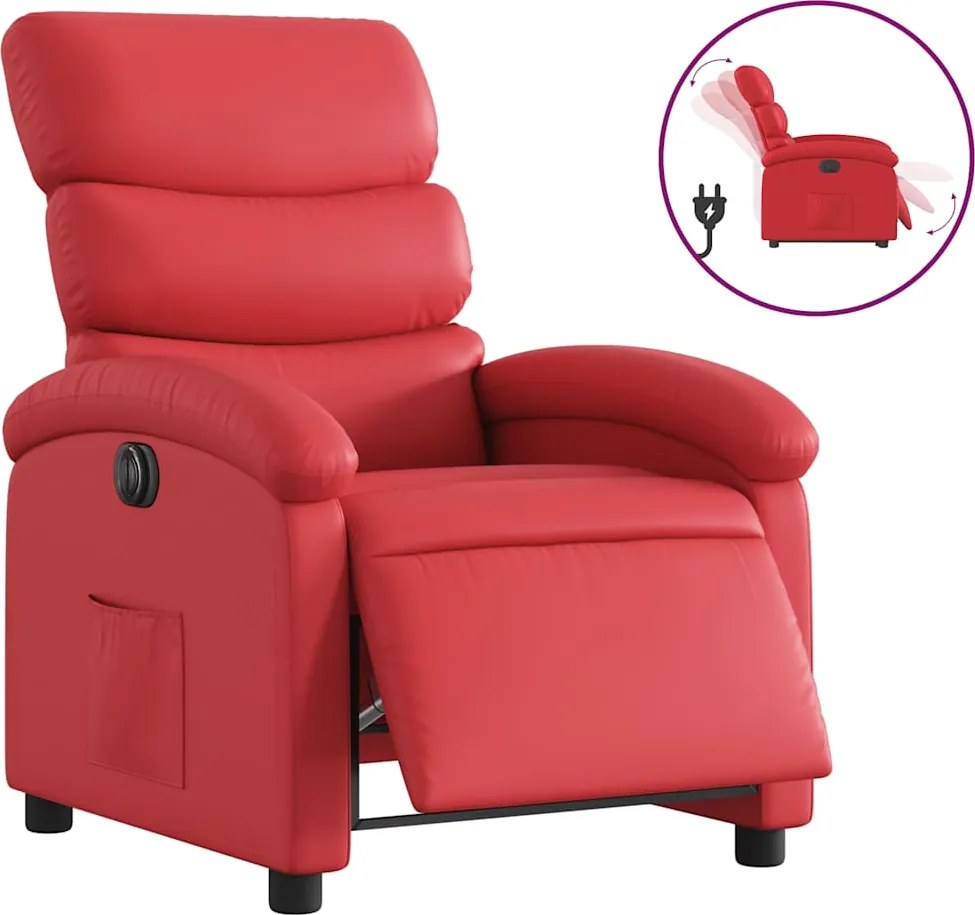 vidaXL Fotoliu rabatabil electric, roșu, piele ecologică