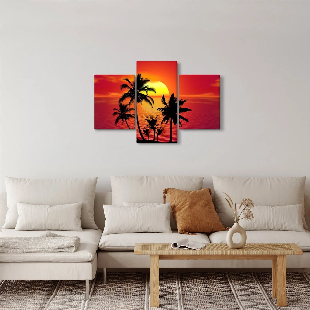 Tablou - Silueta insulei cu palmieri (90x60 cm)
