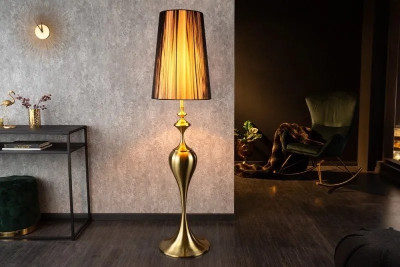 Lampadar, Lampa de podea design deosebit Lucie 160cm, negru-auriu