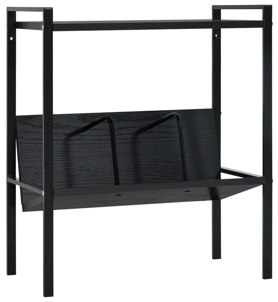 vidaXL Etajeră cărți 2 rafturi, negru, 52x28x59 cm, lemn prelucrat