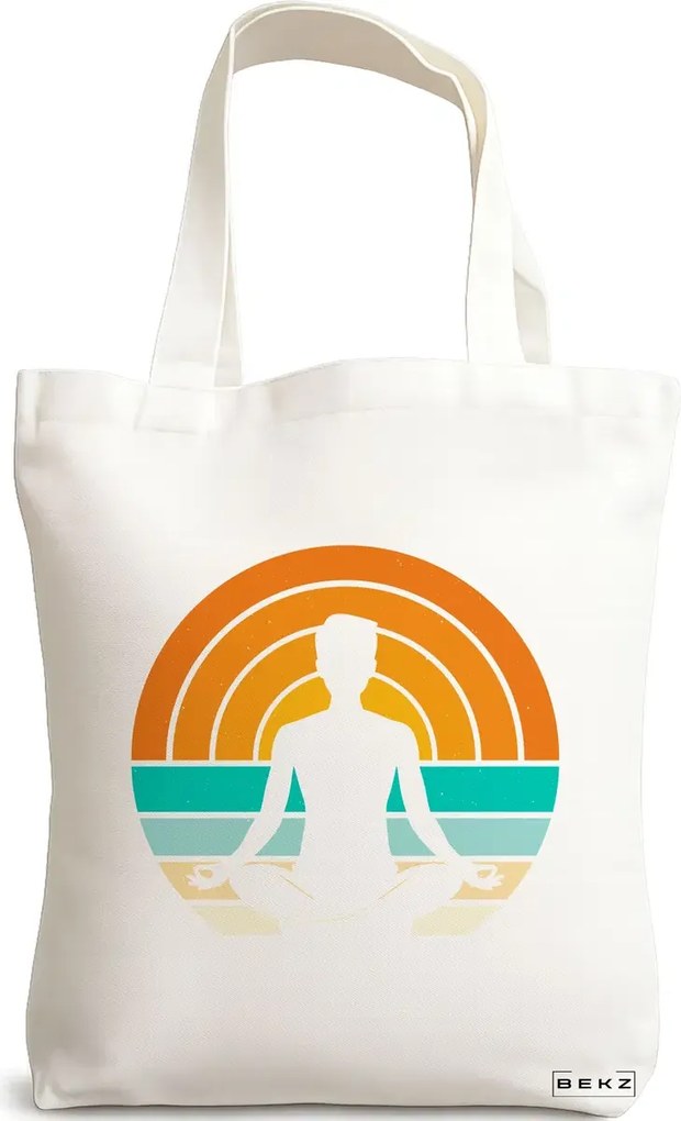 Sacosa de Panza pentru Cumparaturi, Geanta Tote Yoga 14, 38x34.5 cm, Alba, BEKZ®