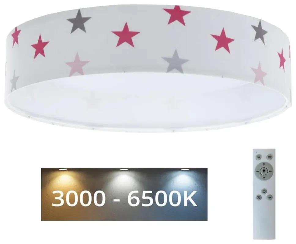 Plafonieră LED dimabilă GALAXY KIDS LED/24W/230V alb/roz/gri stele + telecomandă