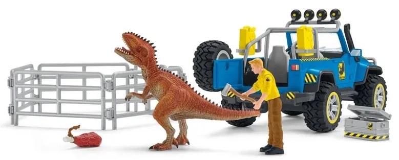 Mașină de teren Schleich 41464 cu gard pentru Dinozaur