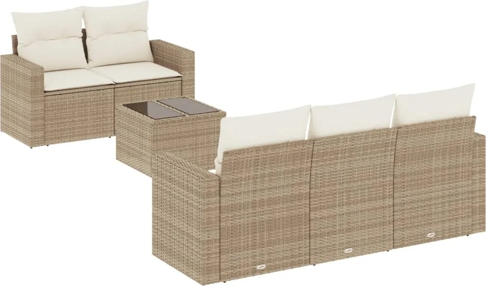 vidaXL Set canapele de grădină cu perne, 6 piese, bej, poliratan