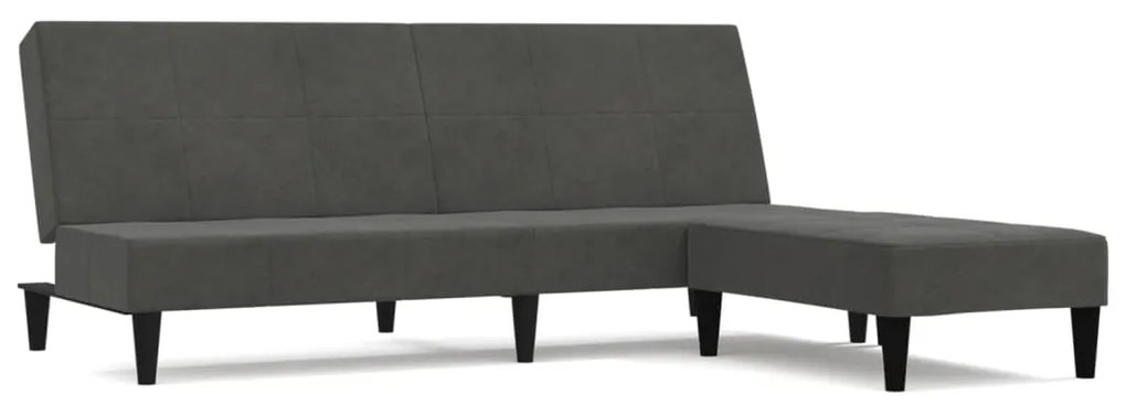 3121297 vidaXL Canapea extensibilă 2 locuri cu taburet, gri închis, microfibră