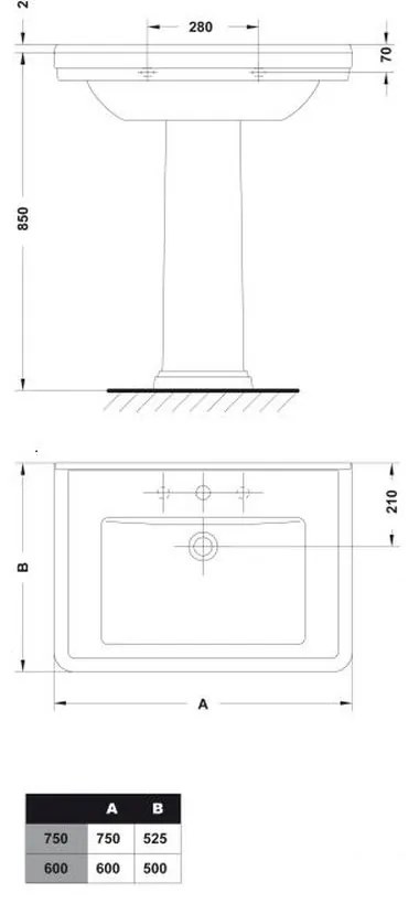 Lavoar suspendat alb 60 cm Gala Noble