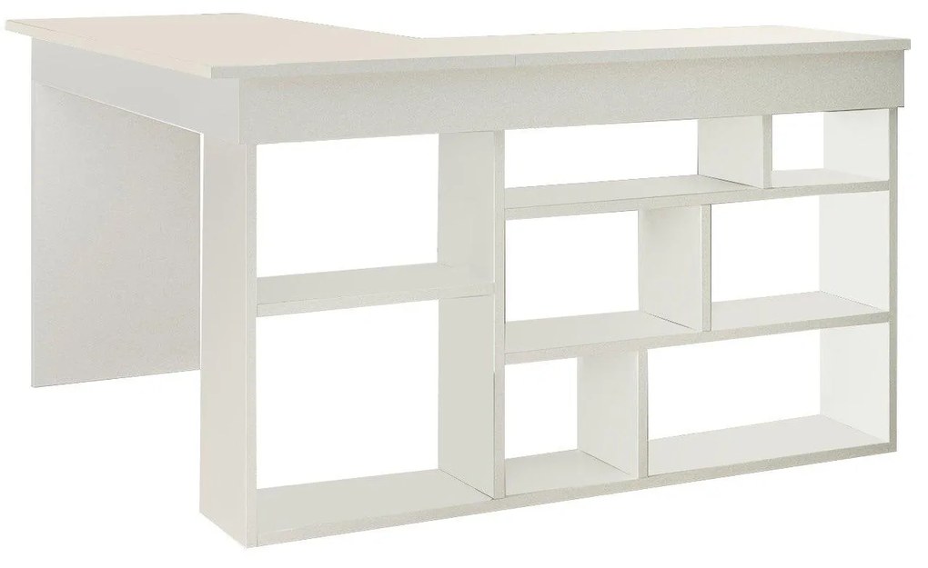 Birou Zellow Tip L cu Rafturi, 129 x 72 x 120 cm