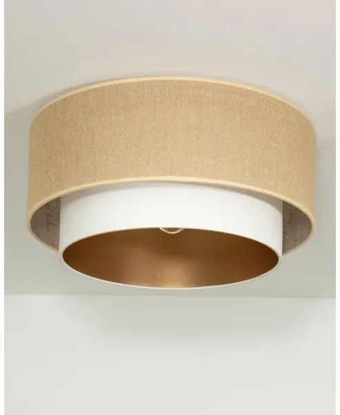 Plafonier SARTA 1xE27/60W/230V Ø 45 cm alb/iută