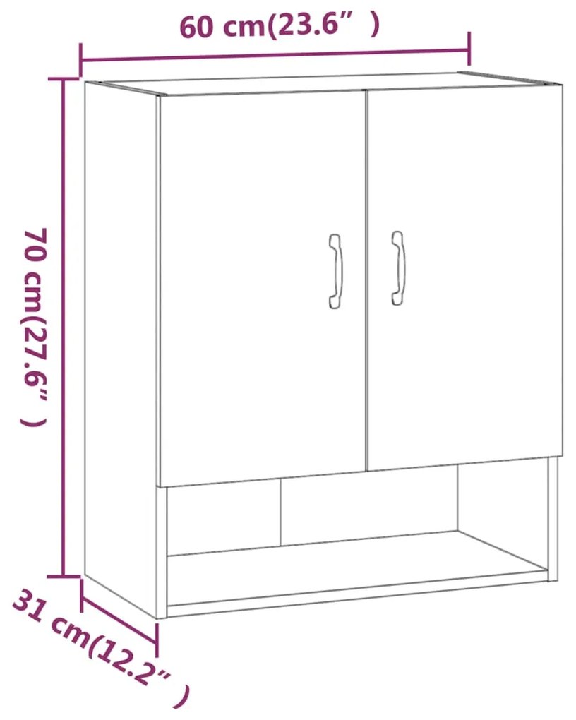 Dulap de perete, stejar maro, 60x31x70 cm, lemn prelucrat Stejar brun, 1