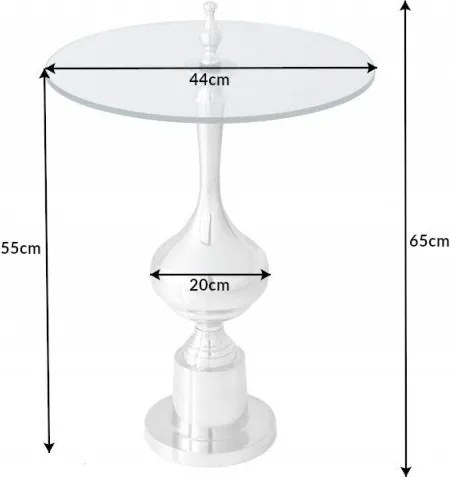 Masuta auxiliara design unicat Abstract 65cm, argintiu
