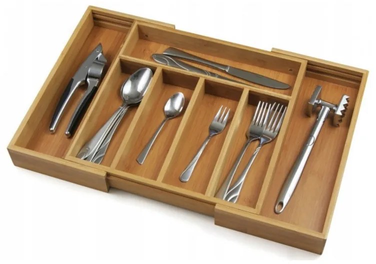 Organizator din bambus pentru tacamuri Kinghoff KH 1218, 52 x 31.5 x 5cm, Bambus