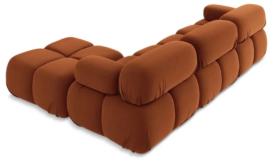 Colțar modular portocaliu cu tapițerie din catifea Lokua – Makamii