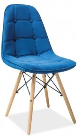 Scaun tapitat cu stofa, cu picioare din lemn Axel III Blue, l44xA41xH85 cm