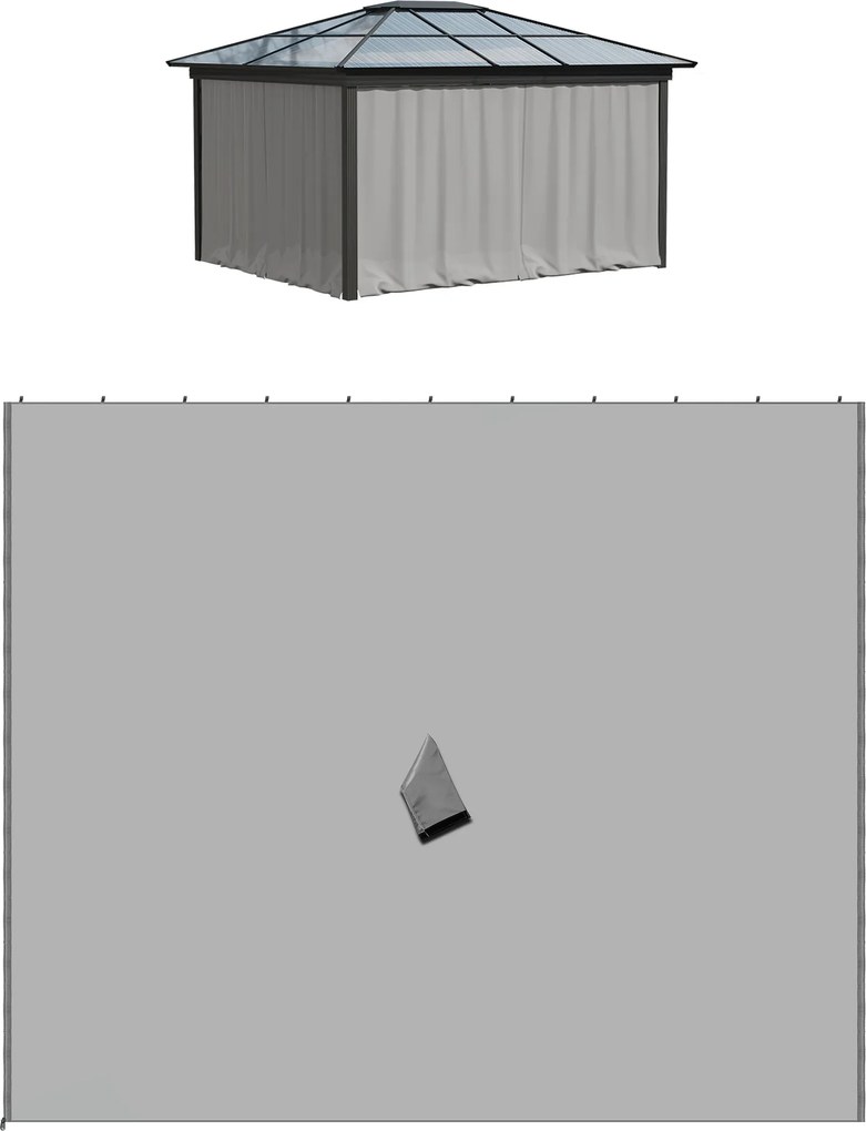 Outsunny Perdea de schimb pentru pavilion, set de 4, pentru pavilioane 3x3m, 302x205cm, Gri deschis | Aosom Romania