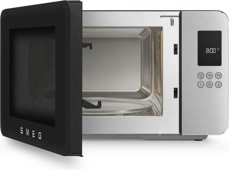 Cuptor cu microunde si gratar 4in1 SMEG Collezione MOC01BLMEU, 1900 W, 29 l, 18 programe, Inchidere lina, Semnal sonor, Ecran LCD, Negru mat