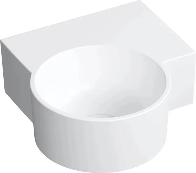 Lavoar suspendat Omnires Ovo M+ finisaj alb mat 33.5 cm dreapta