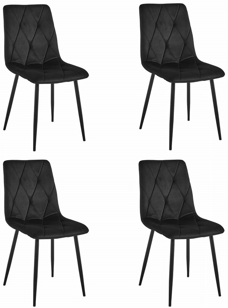 Set Scaune 4 Bucatarie/Dining Fido Catifea Neagra