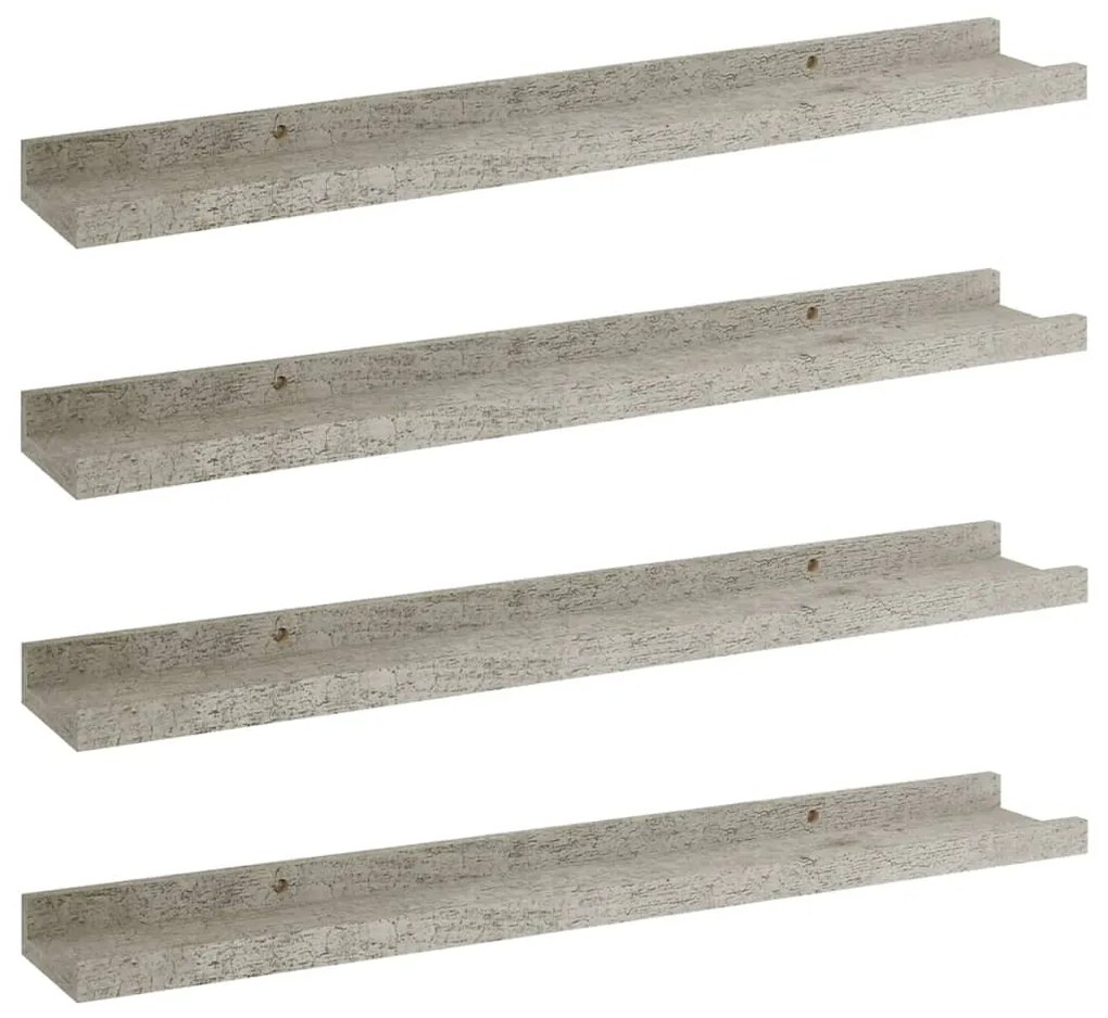 326705 vidaXL Rafturi de perete, 4 buc., gri beton, 60x9x3 cm