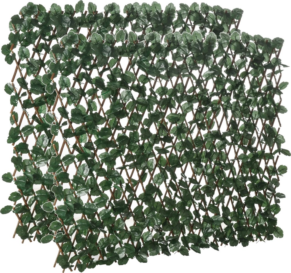 Outsunny Gard Artificial Extensibil cu 2 Secțiuni din Poliester și Ratan, 200x100 cm, Verde | Aosom Romania