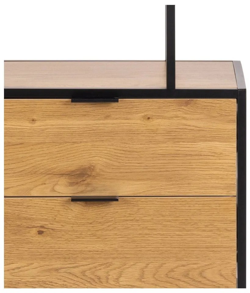 Bibliotecă neagră/în culoare naturală cu aspect de lemn de stejar 77x185x35 cm Seaford – Actona