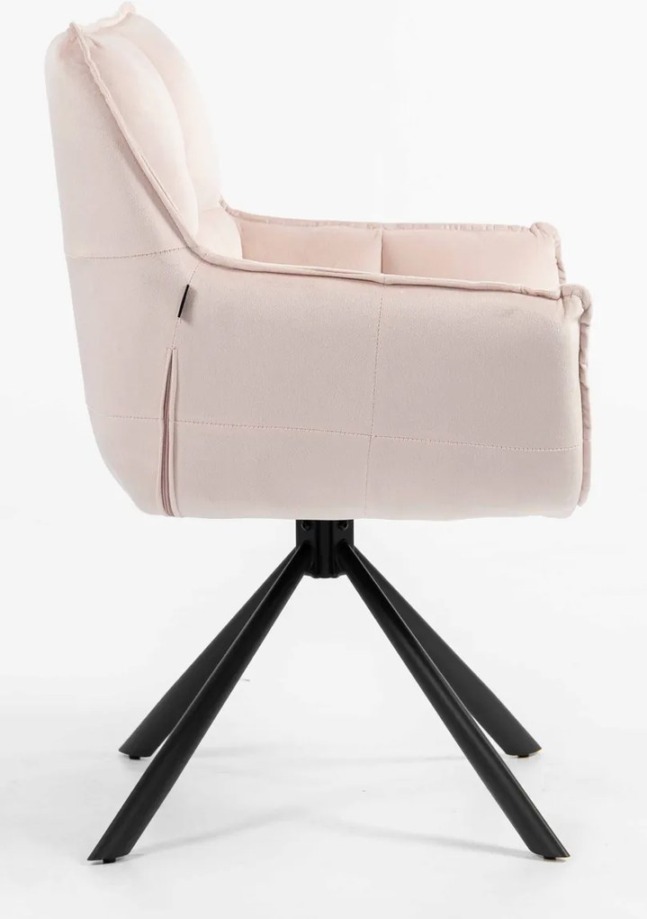 HR560 BAZĂ STEA Scaun Catifea Roz Pudra cu Bază Neagră