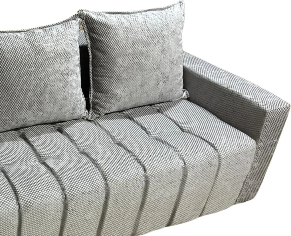 Canapea ZARA extensibila, 3 locuri, cu lada de depozitare, stofa gri lila , 220x95x80 Gri Lila, Stofa, 220 cm