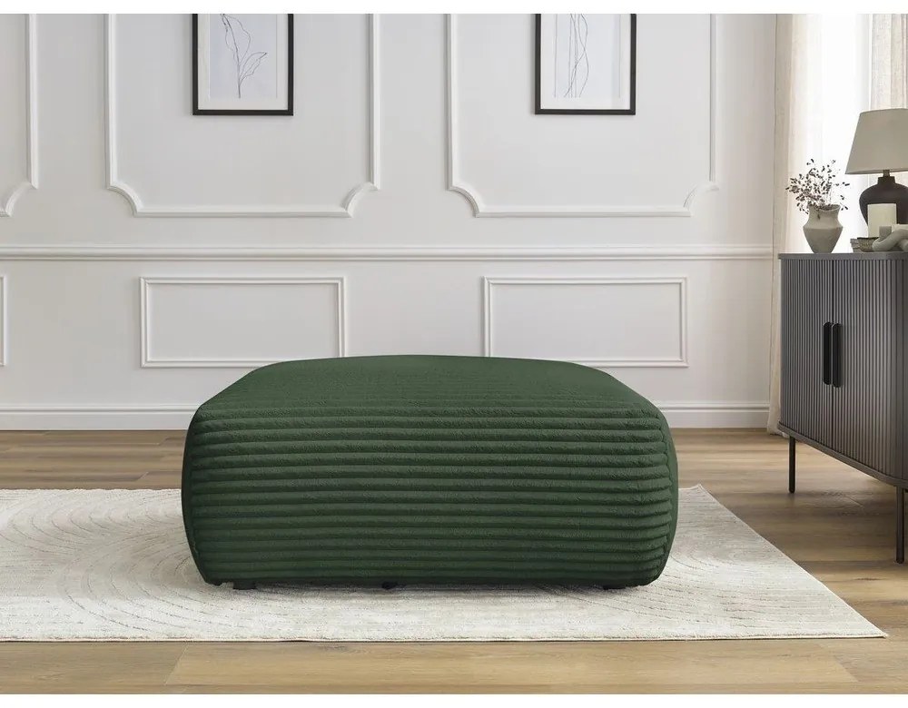 Taburet verde închis cu tapițerie din catifea reiată Lucien – Bobochic Paris