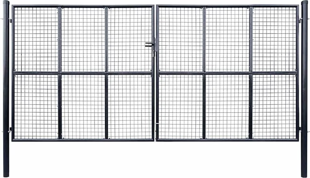 vidaXL Poartă de grădină din plasă, oțel galvanizat, gri, 400x175 cm