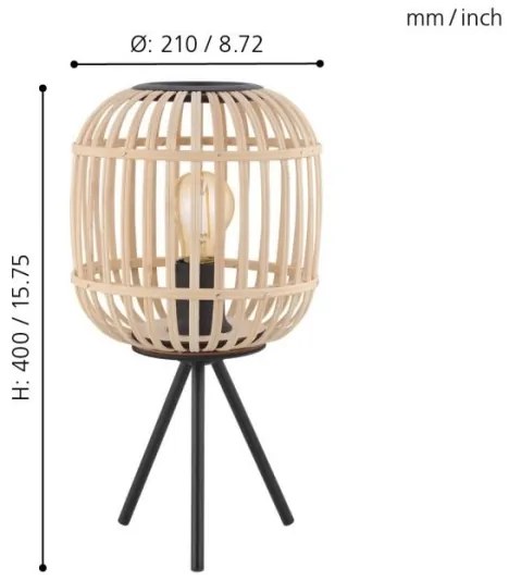 Eglo 43218 - Lampă de masă BORDESLEY 1xE27/28W/230V