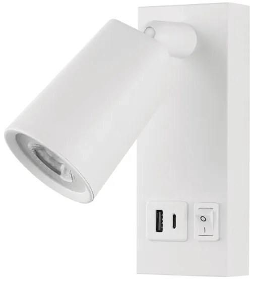 Spot LED de perete cu USB LED/5W/230V alb